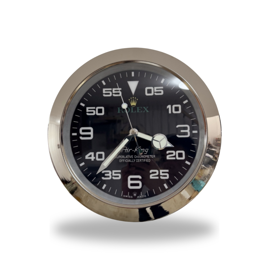 Datejust Black Dial Silver Smooth Bezel Wall Clock