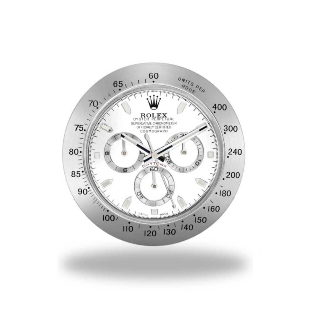 Daytona Cosmograph White Dial Silver Bezel Wall Clock