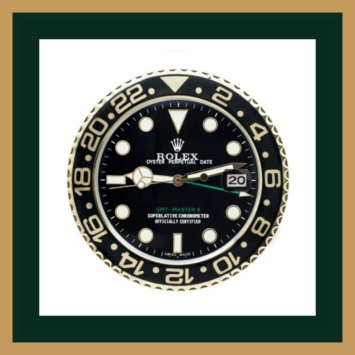 Swiss Quality GMT-Master II Black & Gold Wall Clock