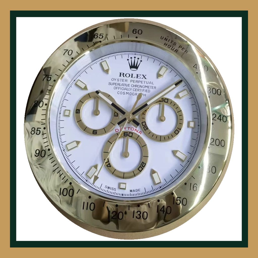 Swiss Quality Daytona White & Gold Wall Clock