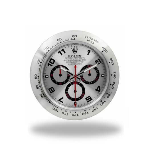 Daytona Cosmograph Silver Dial Arabic Numerals Wall Clock