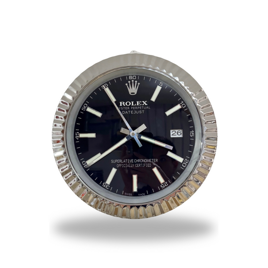 Datejust Black Dial Silver Fluted Bezel Wall Clock