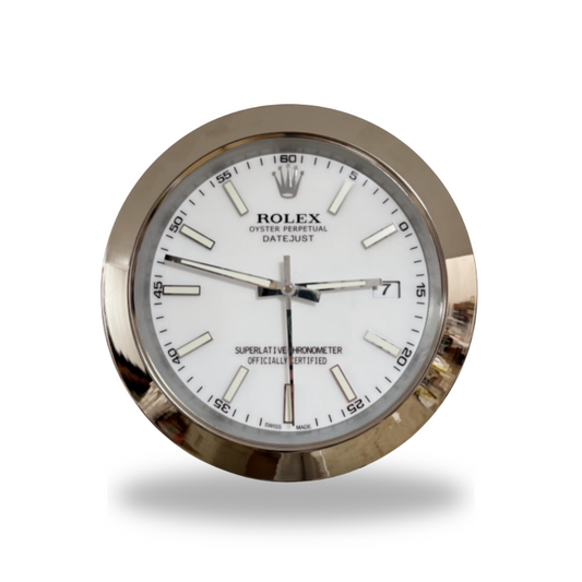Datejust White Dial Silver Smooth Bezel Wall Clock