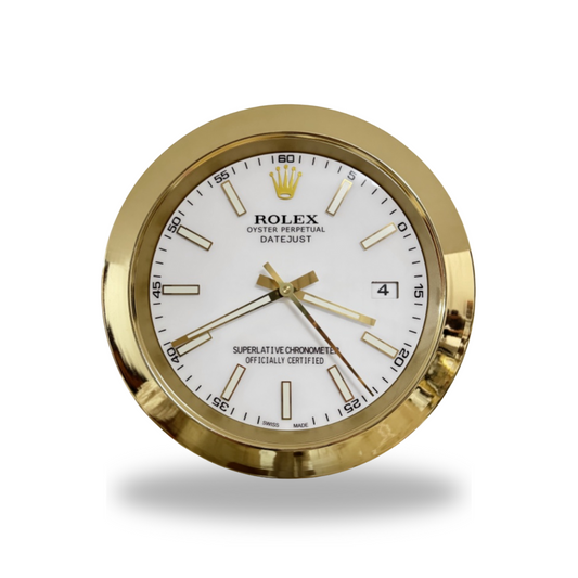 Datejust White Dial Gold Smooth Bezel Wall Clock