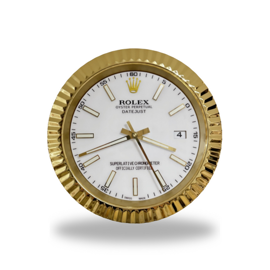 Datejust White Dial Gold Fluted Bezel Wall Clock