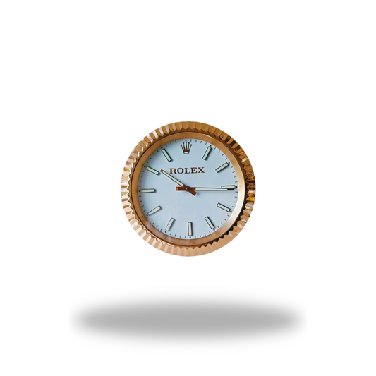 Datejust White Dial Rose Gold Fluted Bezel Wall Clock