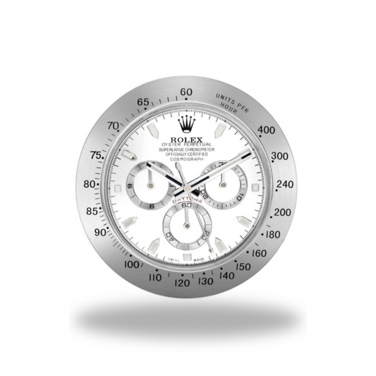 Daytona Cosmograph White Dial Silver Bezel Wall Clock