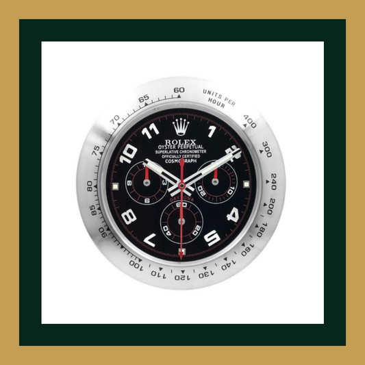 Swiss Quality Daytona Black Arabic Dial Silver Bezel Wall Clock