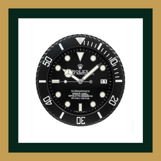 Swiss Quality Submariner Black Dial Black Bezel Wall Clock