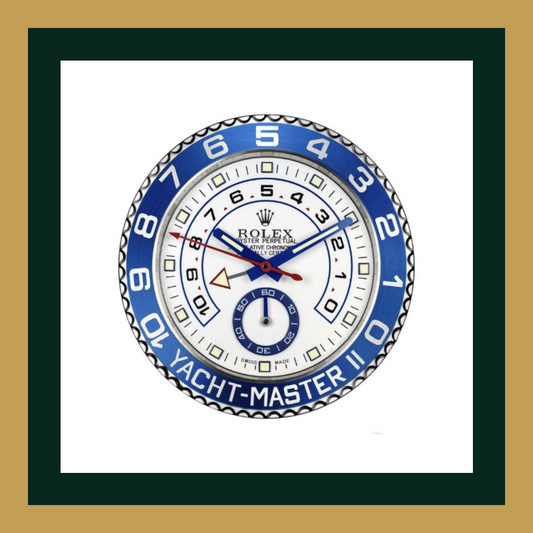 Swiss Quality Yacht-Master II White Dial Blue Bezel Wall Clock