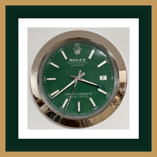 Swiss Quality Datejust Green Dial Silver Smooth Bezel Wall Clock