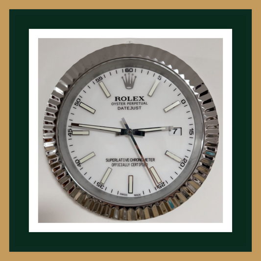 Swiss Quality Datejust White Dial Silver Fluted Bezel Wall Clock