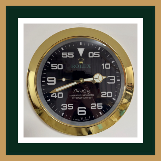 Swiss Quality Air-King Black Dial Gold Bezel Wall Clock