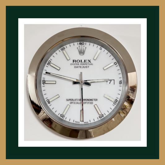 Swiss Quality Datejust White Dial Silver Smooth Bezel Wall Clock