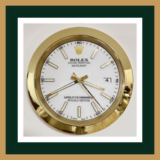Swiss Quality Datejust White Dial Gold Fluted Bezel Wall Clock