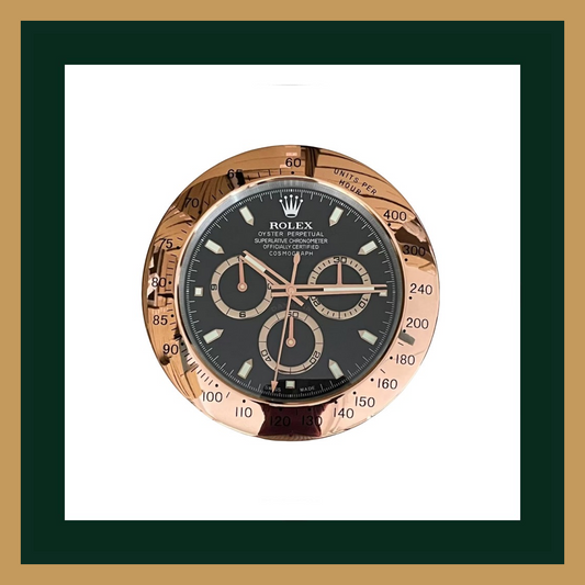 Swiss Quality Daytona Black & Rose Gold Wall Clock