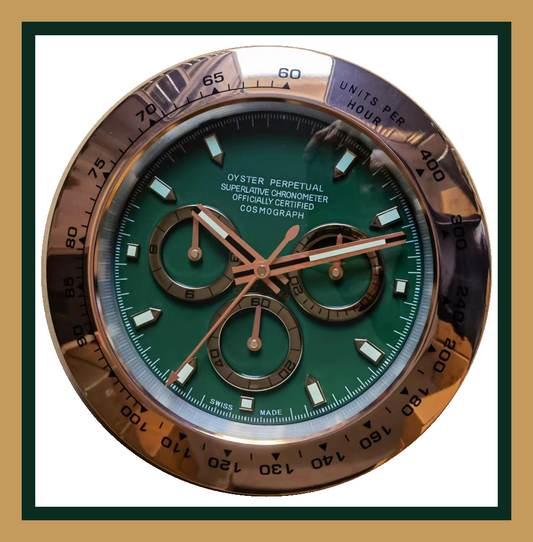 Swiss Quality Daytona Green & Gold Wall Clock