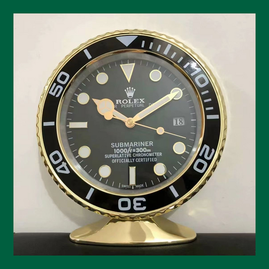 Submariner Black & Gold Table Clock