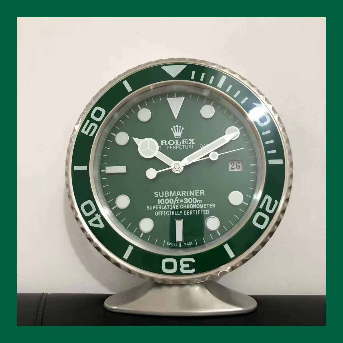 Submariner Green Bezel Table Clock